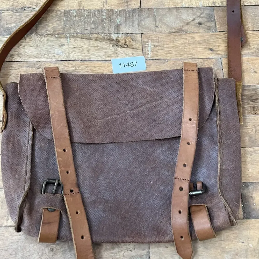 Vintage Style Leather Messenger Bag Handcrafted Adjustable Leather Strap Accent
